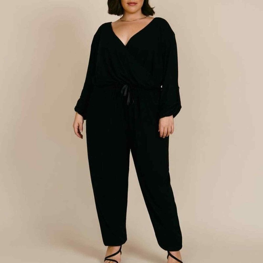 ✅ NWT LNA Clothing Cass Cozy Jumpsuit Black SIZE 2X COMFY AND STRETCHY LOUNGE